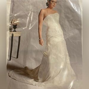 Private label strapless a-line ivory taffeta wedding gown